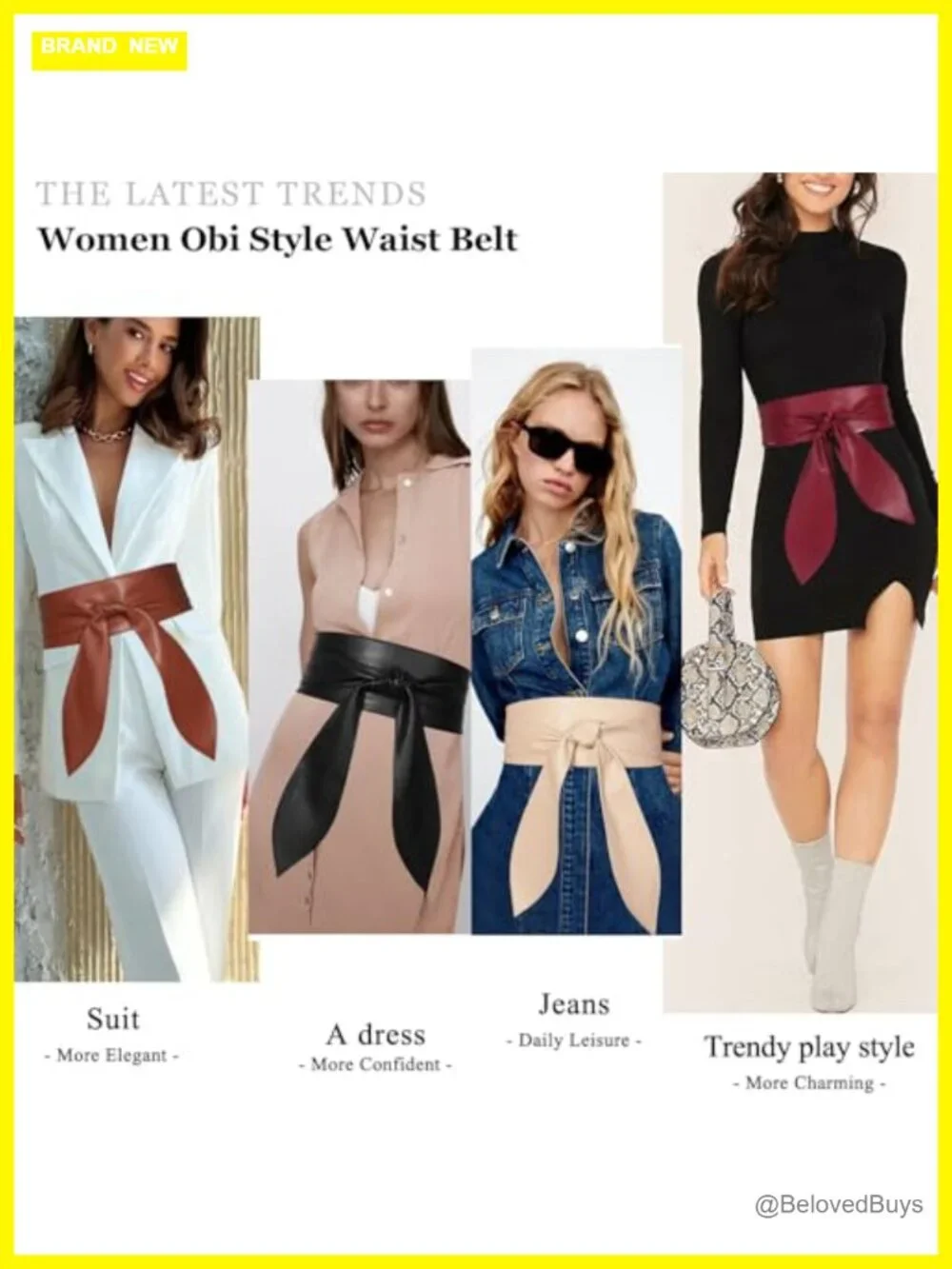 Womens Faux Leather Wrap Wide Obi Belt Tie Waist Dress Belt